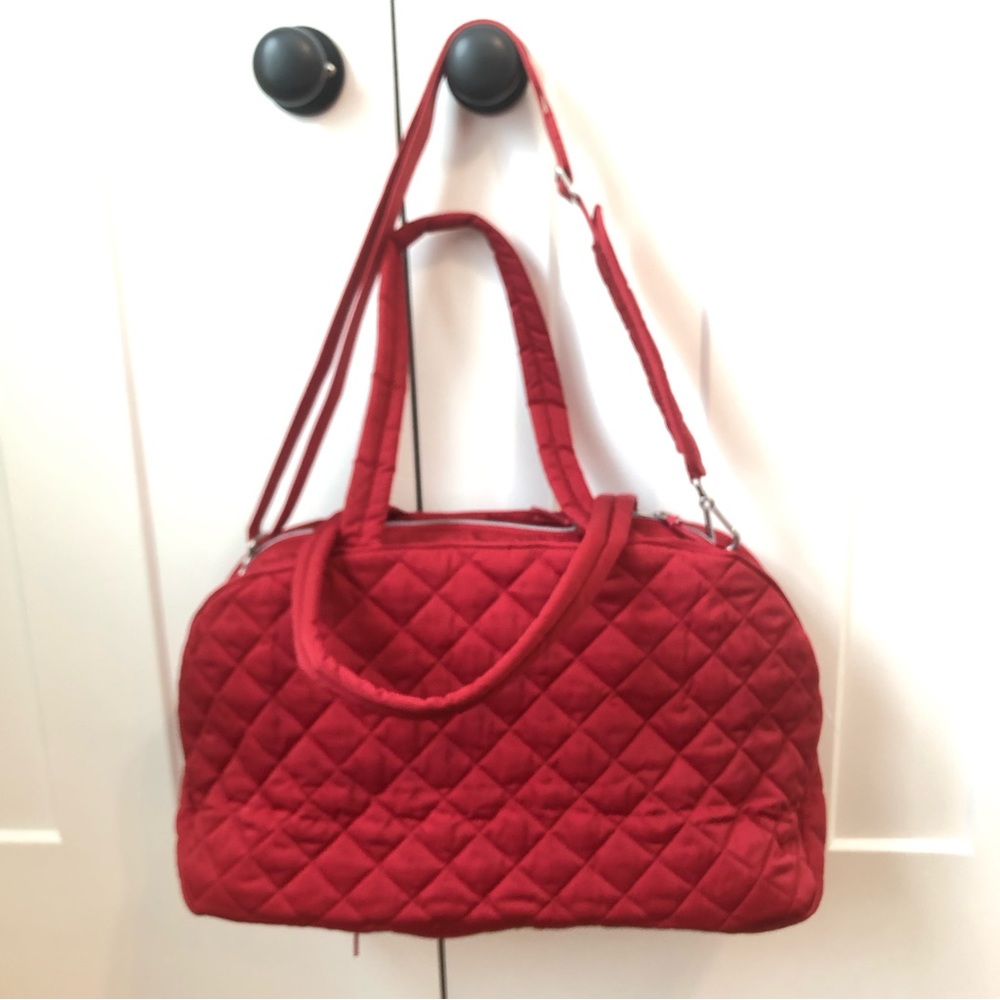 Vera Bradley Performance Twill Weekender Travel Carry-On Bag Duffle Red luggage - Picture 3 of 11
